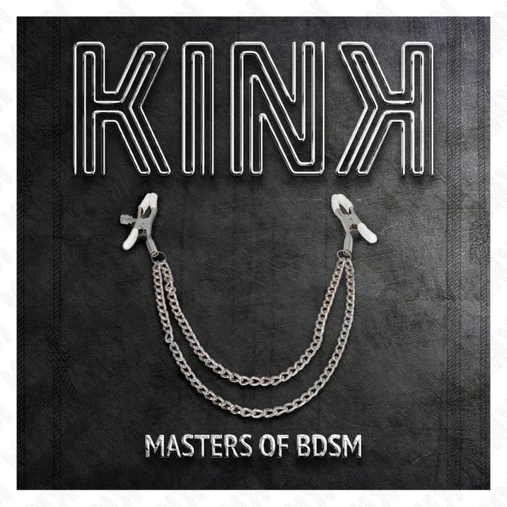 KINK - PINZAS PARA PEZONES CON DOBLE CADENA FINA PLATEADO 20/23 CM - Nuvica