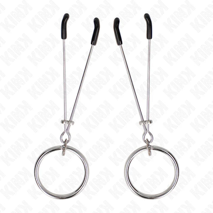 KINK - PINZAS PARA PEZONES FINA CON ARO PLATEADO 7 CM - Nuvica