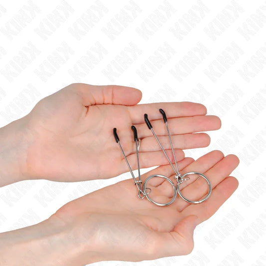 KINK - PINZAS PARA PEZONES FINA CON ARO PLATEADO 7 CM - Nuvica