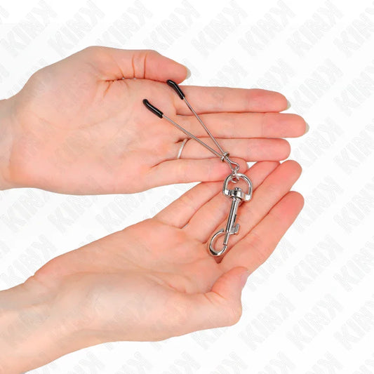 KINK - PINZAS PARA PEZONES FINA CON GANCHO PLATEADO 7 CM - Nuvica