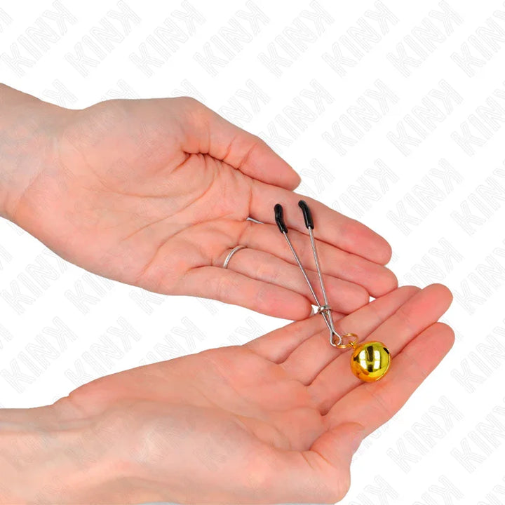 KINK - PINZAS PARA PEZONES FINA CON CASCABEL DORADO 7 CM - Nuvica