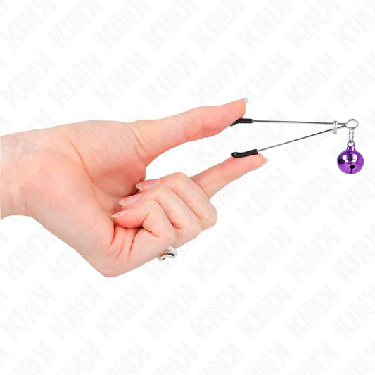 KINK - PINZAS PARA PEZONES FINA CON CASCABEL VIOLETA 7 CM - Nuvica