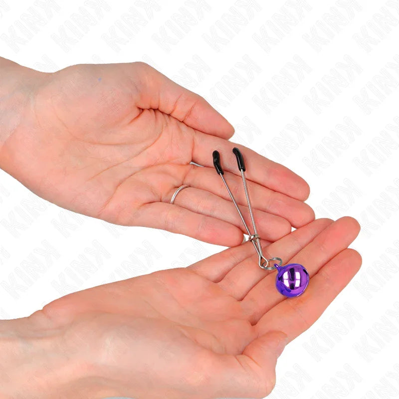 KINK - PINZAS PARA PEZONES FINA CON CASCABEL VIOLETA 7 CM - Nuvica