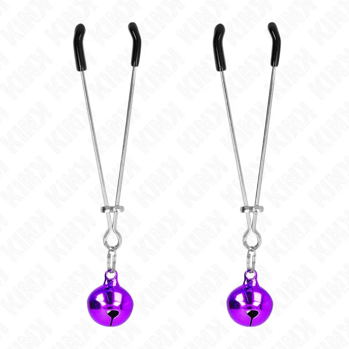KINK - PINZAS PARA PEZONES FINA CON CASCABEL VIOLETA 7 CM - Nuvica