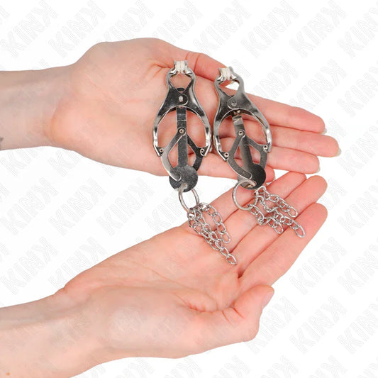 KINK - PINZAS PARA PEZONES ESTILO JAPONÉS CON CADENAS PLATEADO - Nuvica