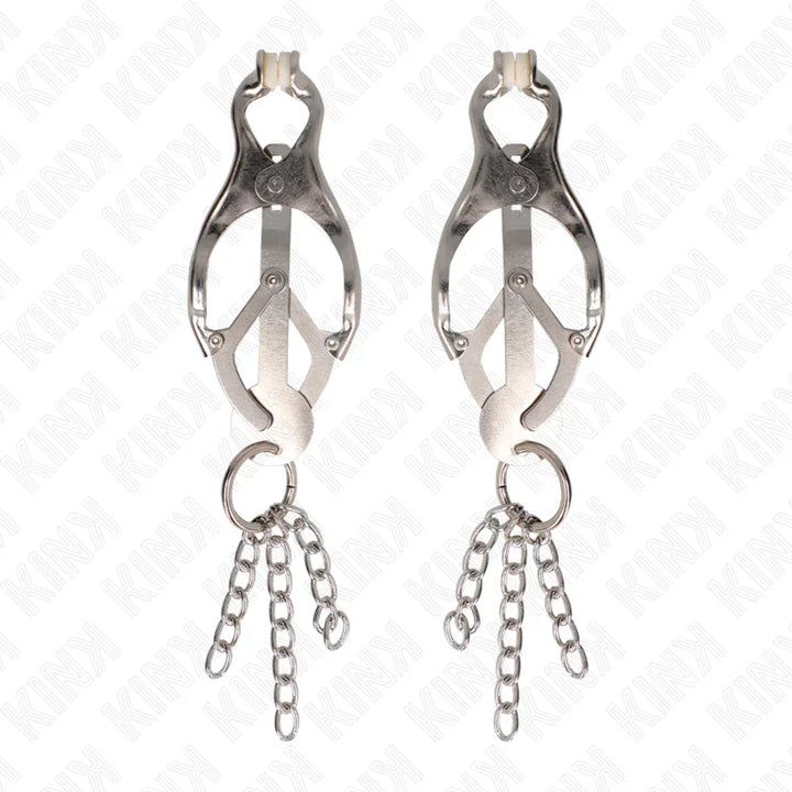 KINK - PINZAS PARA PEZONES ESTILO JAPONÉS CON CADENAS PLATEADO - Nuvica