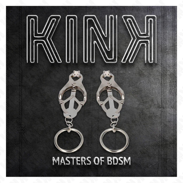 KINK - PINZAS PARA PEZONES ESTILO JAPONÉS CON AROS PLATEADO - Nuvica
