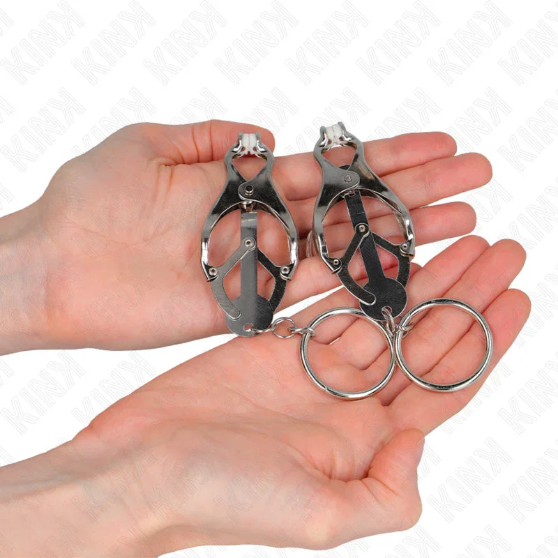 KINK - PINZAS PARA PEZONES ESTILO JAPONÉS CON AROS PLATEADO - Nuvica