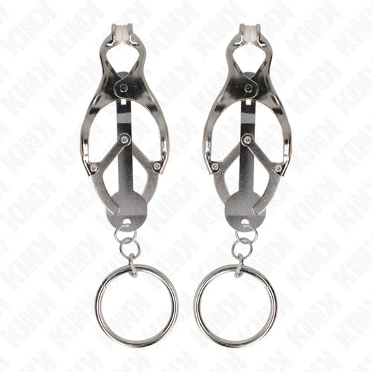KINK - PINZAS PARA PEZONES ESTILO JAPONÉS CON AROS PLATEADO - Nuvica