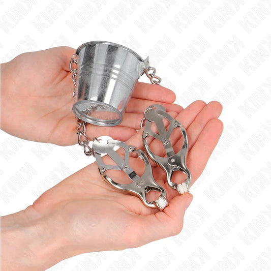 KINK - PINZAS PARA PEZONES CON CUBO PLATEADO - Nuvica