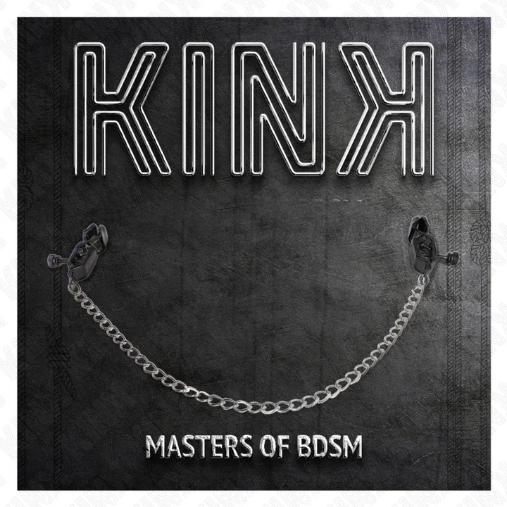 KINK - PINZAS PARA PEZONES PLANAS NEGRO CON CADENA PLATEADO 30 CM - Nuvica