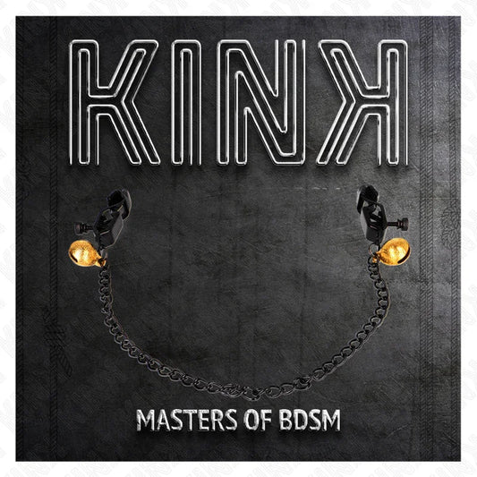 KINK - PINZAS PARA PEZONES PLANAS NEGRO CON CASCABEL Y CADENA PLATEADO 30 CM - Nuvica