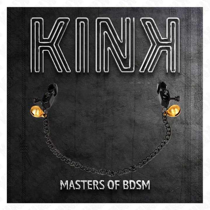 KINK - PINZAS PARA PEZONES PLANAS NEGRO CON CASCABEL Y CADENA PLATEADO 30 CM - Nuvica