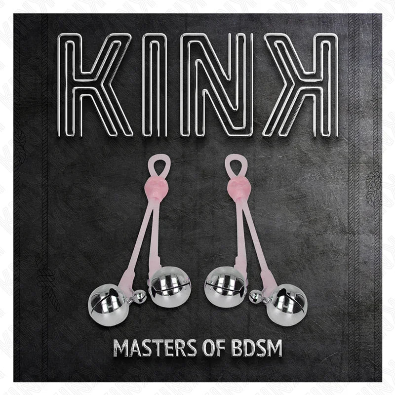 KINK - PINZAS PARA PEZONES LUMINOSAS FORMA CALABERA CON CASCABEL SONORO AJUSTABLE ROSA / PLATEADO - Nuvica