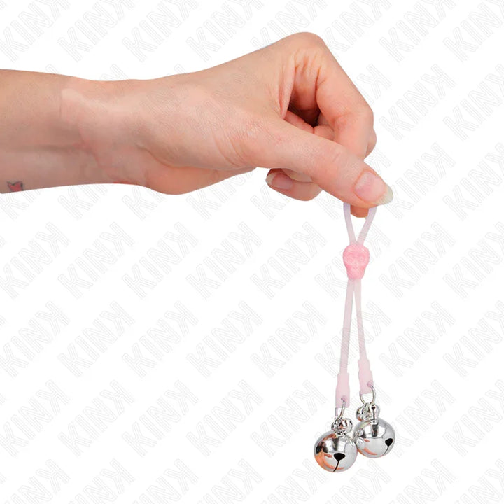 KINK - PINZAS PARA PEZONES LUMINOSAS FORMA CALABERA CON CASCABEL SONORO AJUSTABLE ROSA / PLATEADO - Nuvica