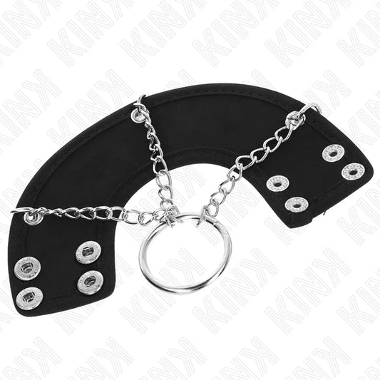 KINK - ANILLO PENE 4 CM CADENA 7 CM METAL CON CINTURÓN POLIPIEL - Nuvica