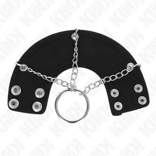 KINK - ANILLO PENE 4 CM CADENA 7 CM METAL CON CINTURÓN POLIPIEL - Nuvica