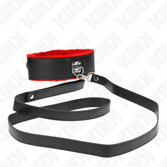 KINK - COLLAR CON CORREA 116 CM DE PIEL ROJO AJUSTABLE 40-48 CM X 6 CM - Nuvica