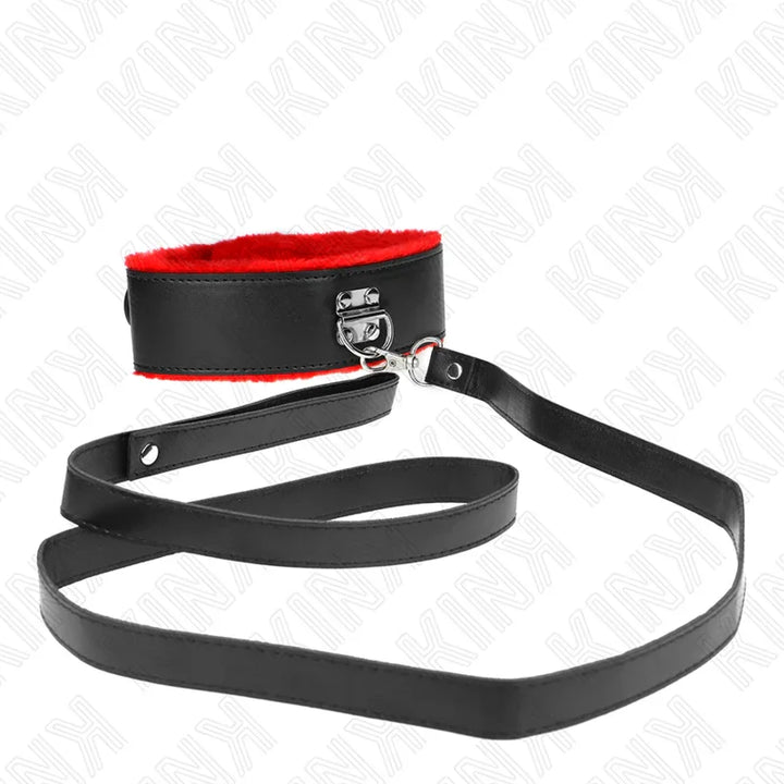 KINK - COLLAR CON CORREA 116 CM DE PIEL ROJO AJUSTABLE 40-48 CM X 6 CM - Nuvica