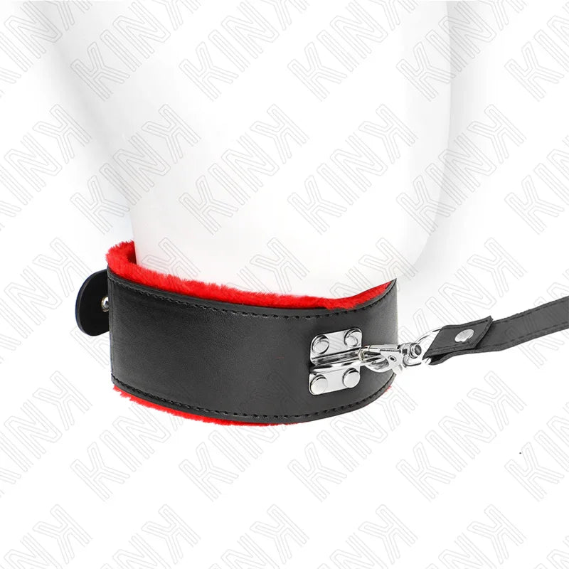 KINK - COLLAR CON CORREA 116 CM DE PIEL ROJO AJUSTABLE 40-48 CM X 6 CM - Nuvica