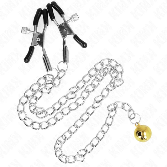 KINK - PINZAS PARA PEZONES CON CAMPANA DORADO Y CADENA 30 CM - Nuvica