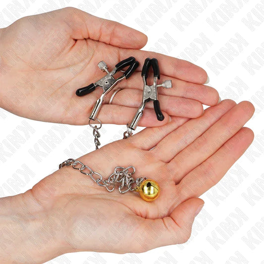 KINK - PINZAS PARA PEZONES CON CAMPANA DORADO Y CADENA 30 CM - Nuvica