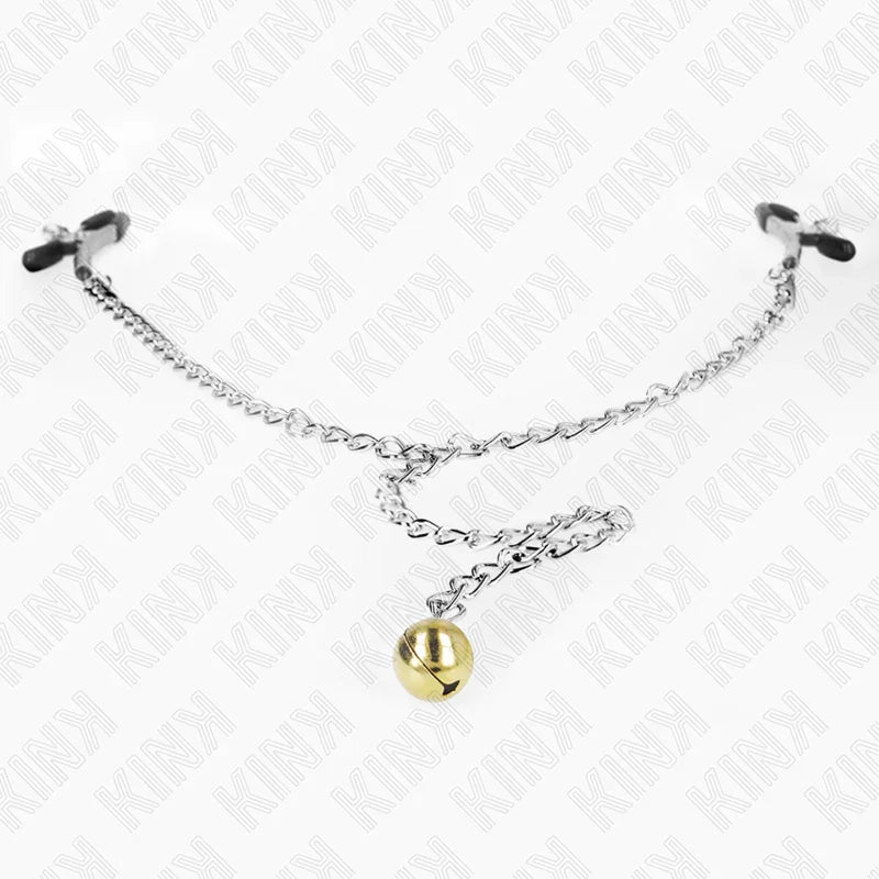 KINK - PINZAS PARA PEZONES CON CAMPANA DORADO Y CADENA 30 CM - Nuvica