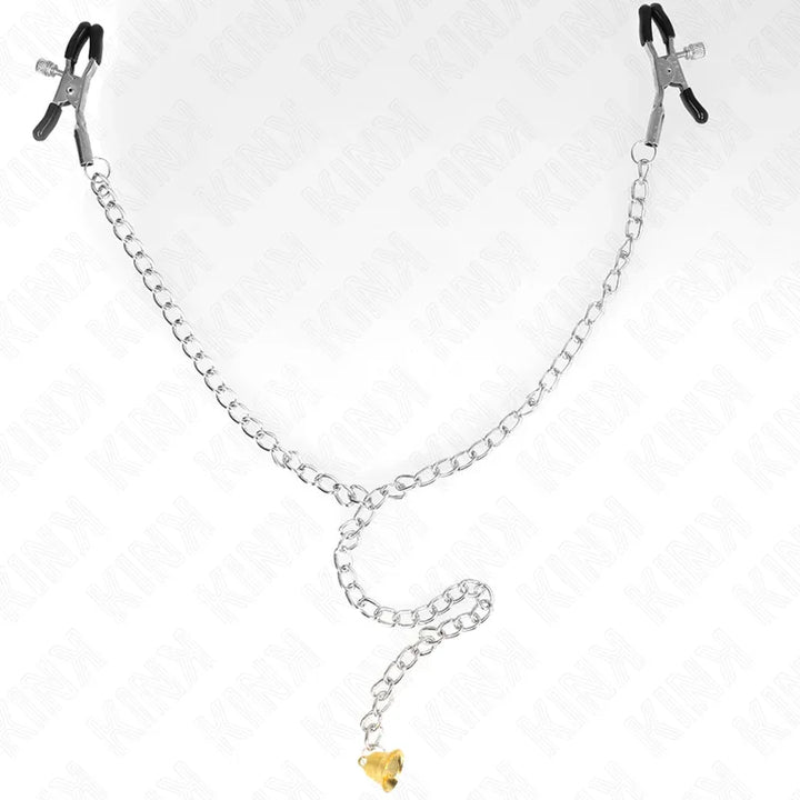 KINK - PINZAS PARA PEZONES CON CAMPANA CASCABEL DORADO Y CADENA 30 CM - Nuvica