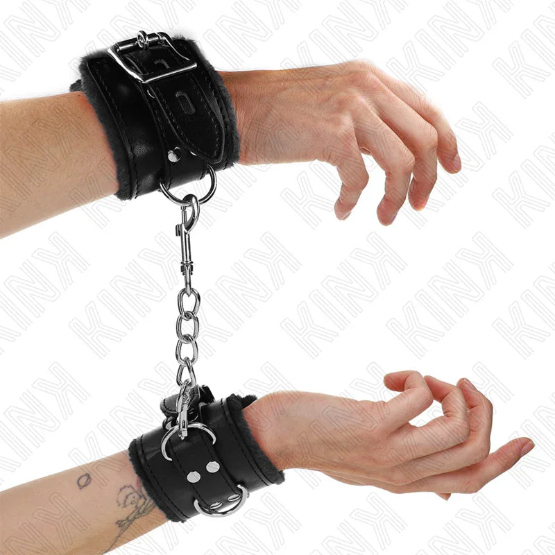 KINK - MUÑEQUERAS FORRADAS NEGRO CON CORREA NEGRO AJUSTABLE 20-29 CM X 5.5 CM - Nuvica