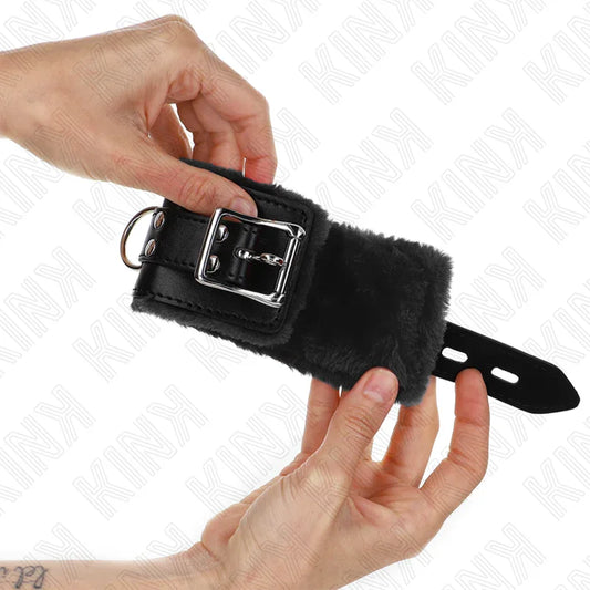 KINK - MUÑEQUERAS FORRADAS NEGRO CON CORREA NEGRO AJUSTABLE 20-29 CM X 5.5 CM - Nuvica