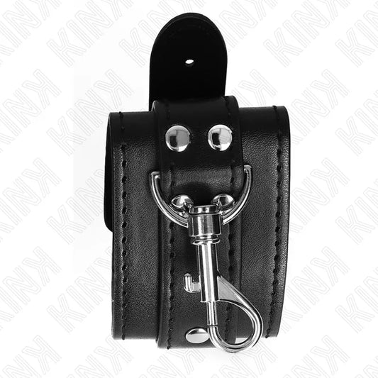 KINK - MUÑEQUERAS ESTILO MAZMORRA CON CERRADURA NEGRO AJUSTABLE 21-28 CM X 5.5 CM - Nuvica