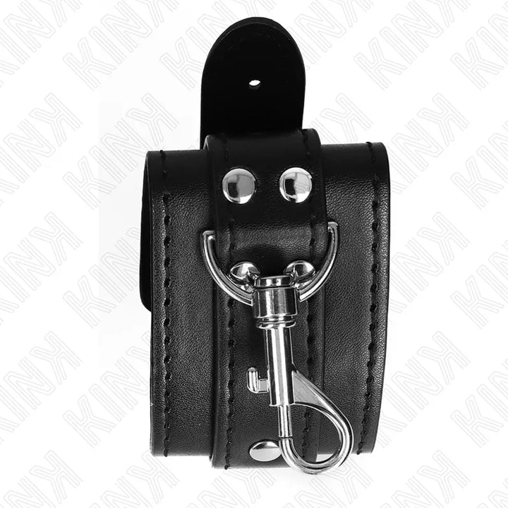 KINK - MUÑEQUERAS ESTILO MAZMORRA CON CERRADURA NEGRO AJUSTABLE 21-28 CM X 5.5 CM - Nuvica