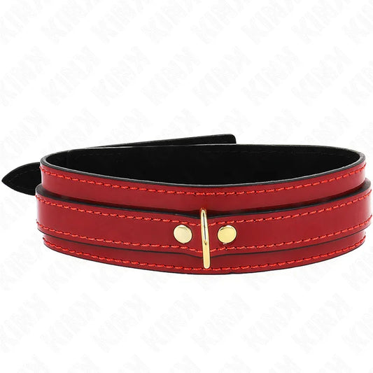 KINK - COLLAR AJUSTABLE ROJO VINO DETALLES DORADOS 29-42.5 CM X 4 CM - Nuvica