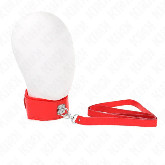 KINK - COLLAR CON CORREA 116 CM CON TACHUELAS PLATEADAS MODELO 4 ROJO AJUSTABLE 40-48 CM X 6 CM - Nuvica