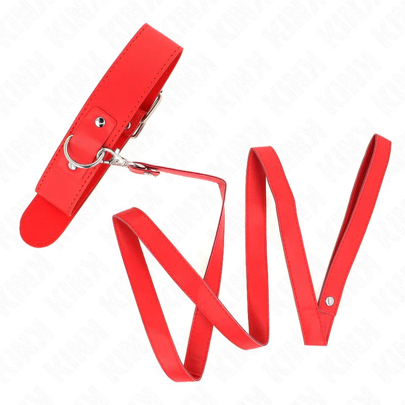KINK - COLLAR CON CORREA 116 CM FINO ROJO AJUSTABLE 32-50 CM X 8 CM - Nuvica