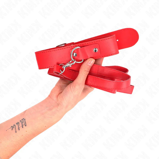 KINK - COLLAR CON CORREA 116 CM FINO ROJO AJUSTABLE 32-50 CM X 8 CM - Nuvica