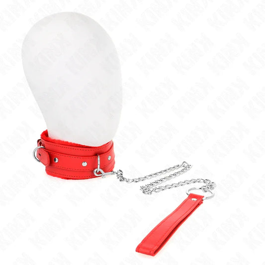 KINK - COLLAR CON CORREA 65 CM CON RESTRICCIONES ROJO AJUSTABLE 36-42 CM X 5.5 CM - Nuvica