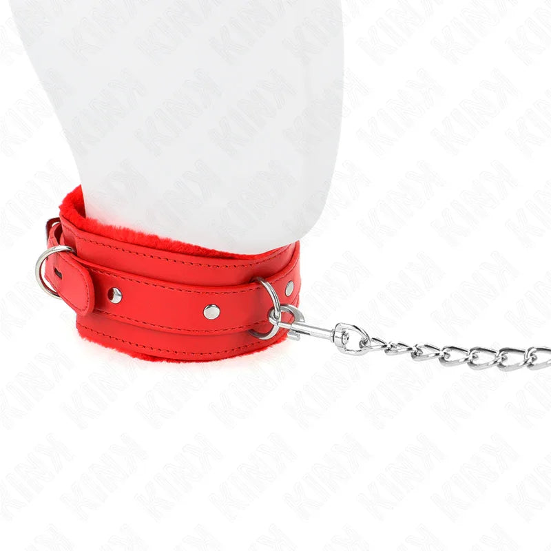 KINK - COLLAR CON CORREA 65 CM CON RESTRICCIONES ROJO AJUSTABLE 36-42 CM X 5.5 CM - Nuvica