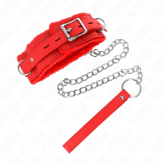 KINK - COLLAR CON CORREA 65 CM CON RESTRICCIONES ROJO AJUSTABLE 36-42 CM X 5.5 CM - Nuvica