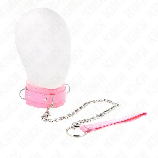 KINK - COLLAR CON CORREA 65 CM CON RESTRICCIONES ROSA AJUSTABLE 36-42 CM X 5.5 CM - Nuvica
