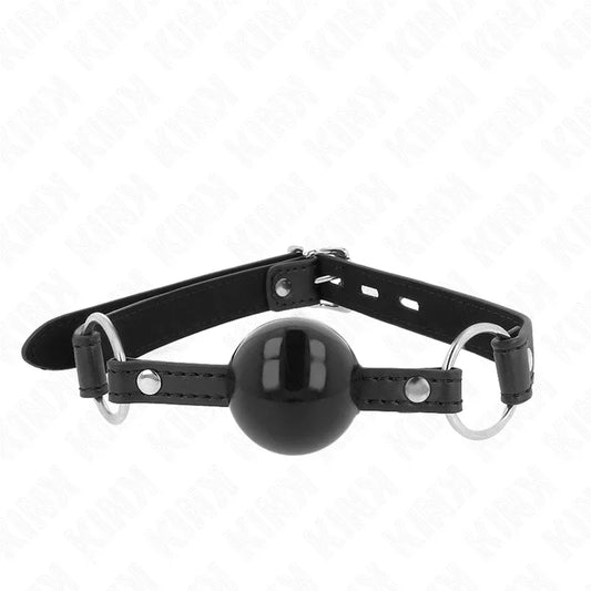 KINK - MORDAZA DE BOLA 4 CM TPE CON CANDADO NEGRO 60 x 2 CM - Nuvica