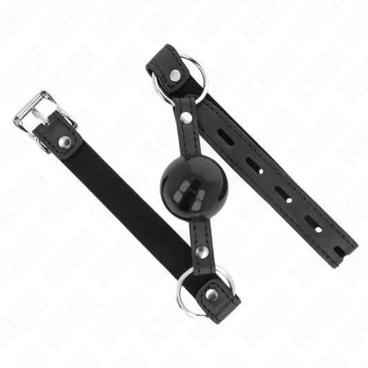 KINK - MORDAZA DE BOLA 4 CM TPE CON CANDADO NEGRO 60 x 2 CM - Nuvica