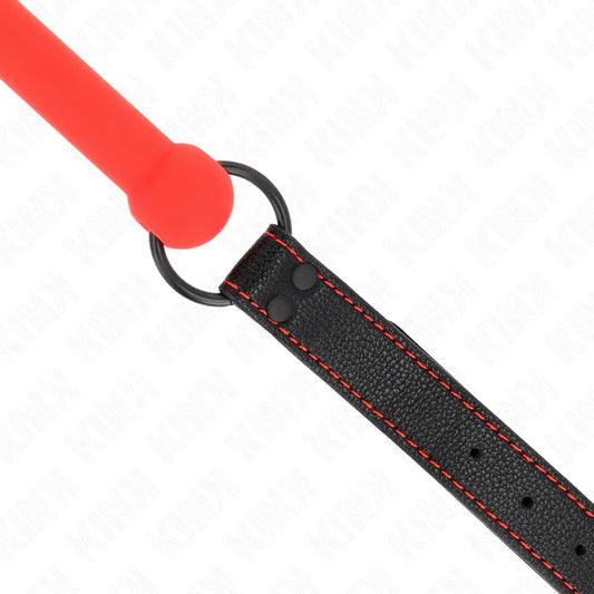 KINK - MORDAZA FORMA DE HUESO CON CORREA POLIPIEL ROJO AJUSTABLE 41-57 CM - Nuvica