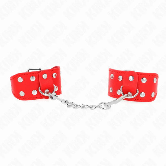 KINK - MUÑEQUERAS CON DOBLE LÍNEA DE TACHUELAS AJUSTABLE ROJO - Nuvica