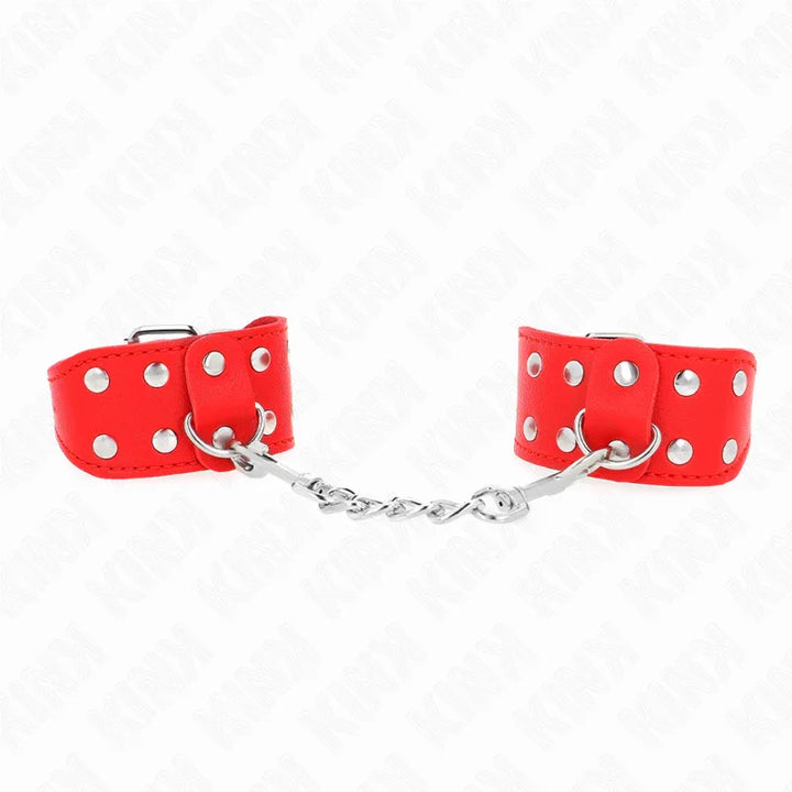 KINK - MUÑEQUERAS CON DOBLE LÍNEA DE TACHUELAS AJUSTABLE ROJO - Nuvica