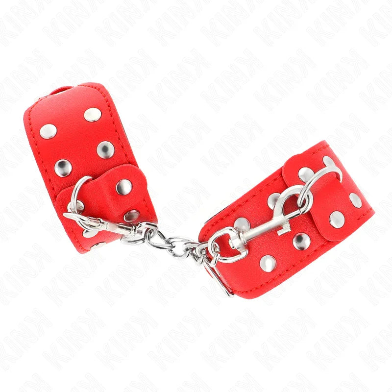 KINK - MUÑEQUERAS CON DOBLE LÍNEA DE TACHUELAS AJUSTABLE ROJO - Nuvica