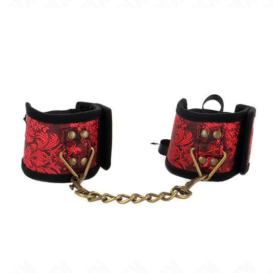 KINK - MUÑEQUERAS DISEÑO ESCÁNDALO ROJO-NEGRO DETALLE LAZO 24.5 CM X 6.5 CM - Nuvica