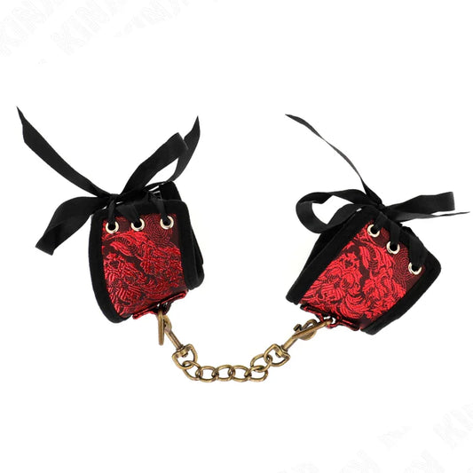 KINK - MUÑEQUERAS DISEÑO ESCÁNDALO ROJO-NEGRO DETALLE LAZO 24.5 CM X 6.5 CM - Nuvica