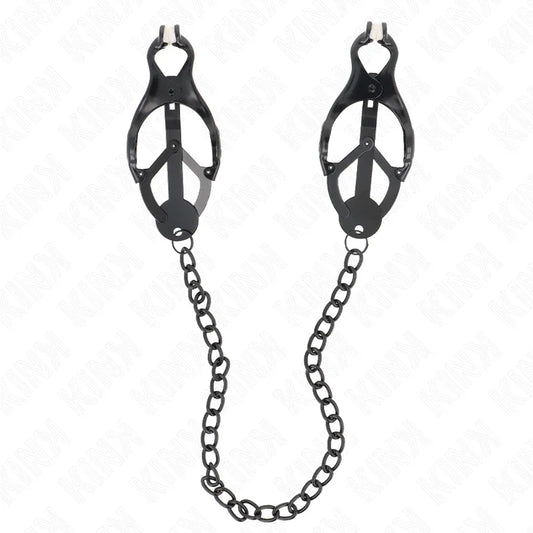 KINK - PINZAS PARA PEZONES ESTILO JAPONÉS CON CADENA NEGRO 30 CM - Nuvica