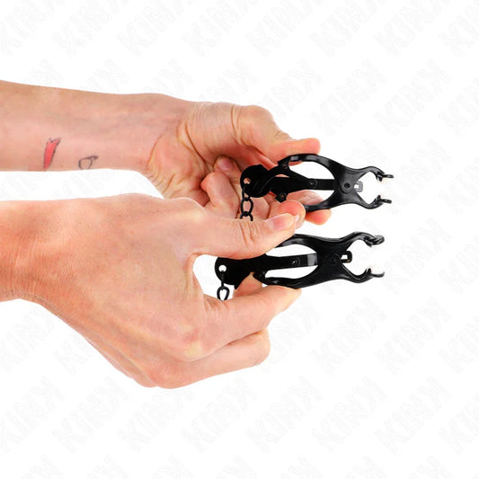 KINK - PINZAS PARA PEZONES ESTILO JAPONÉS CON CADENA NEGRO 30 CM - Nuvica